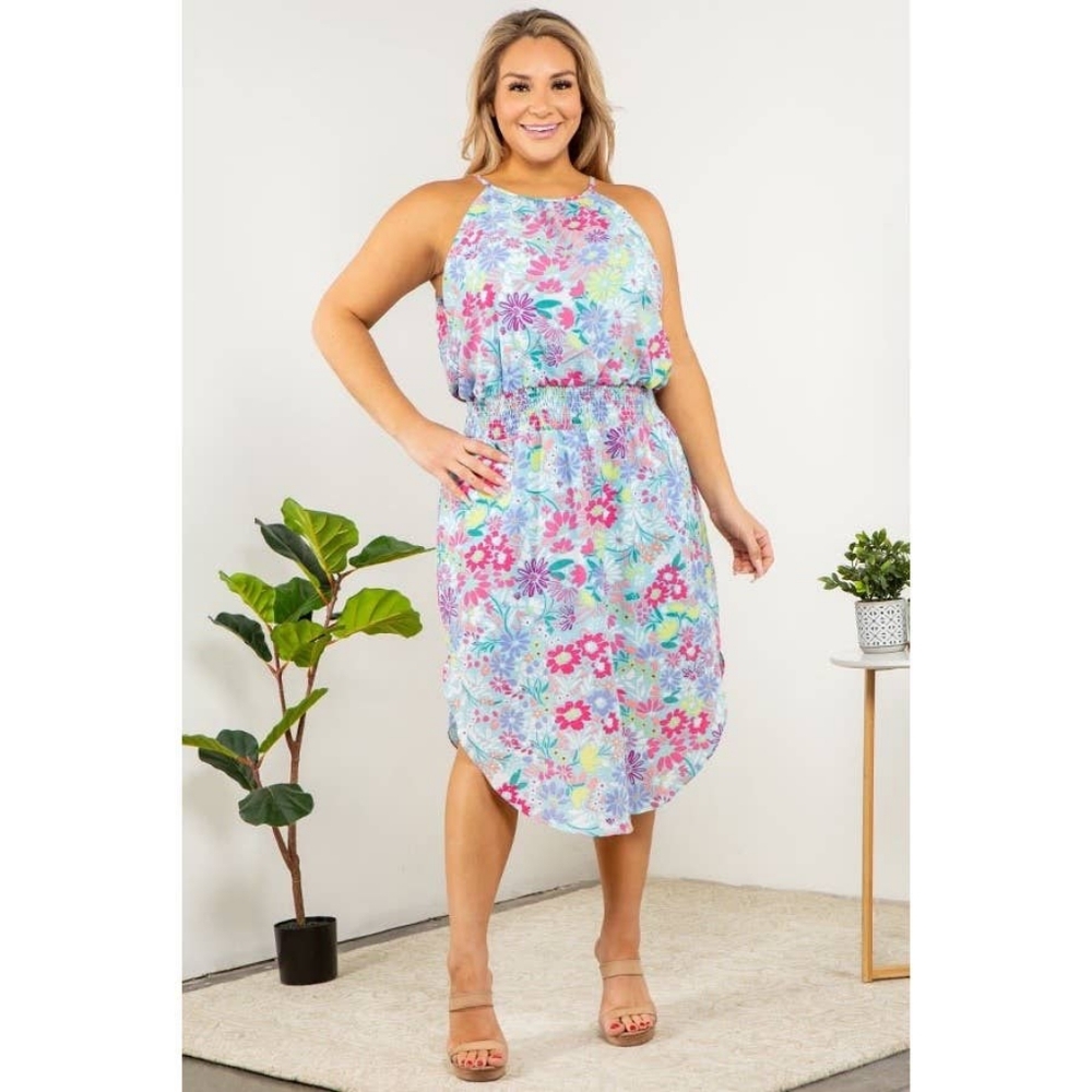 Floral Halter Neck Dress